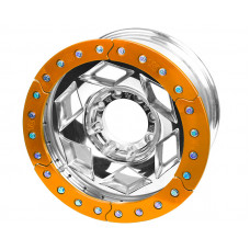 17" Aluminum Beadlock Wheel, (8 on 170mm w/ 4.25" BS), Orange Segmented Ring